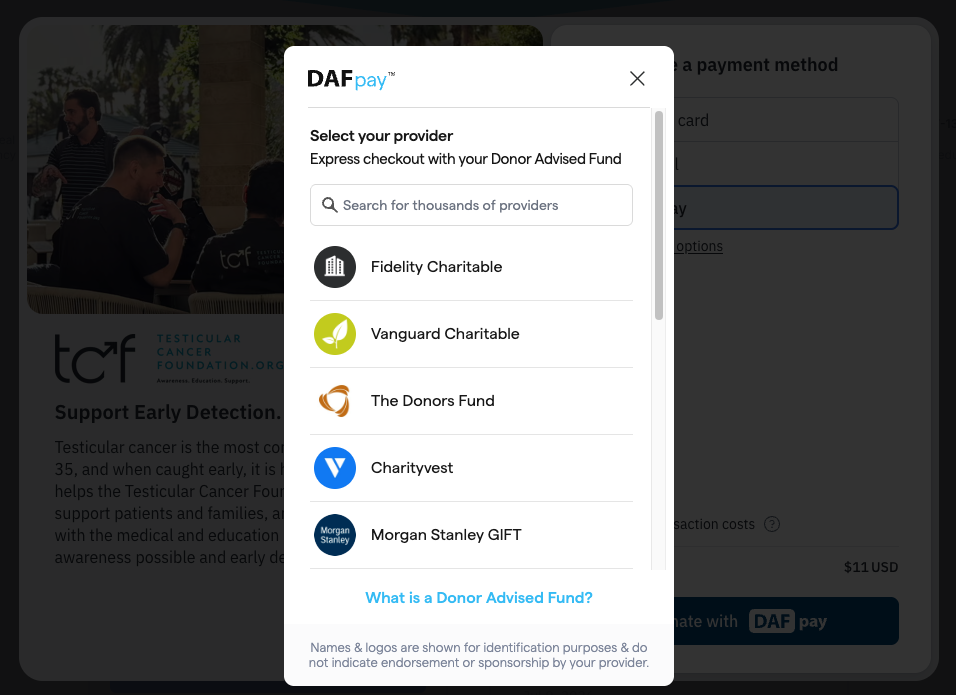 TCF Now Accepts DAFpay for Donor-Advised Fund Giving — Testicular